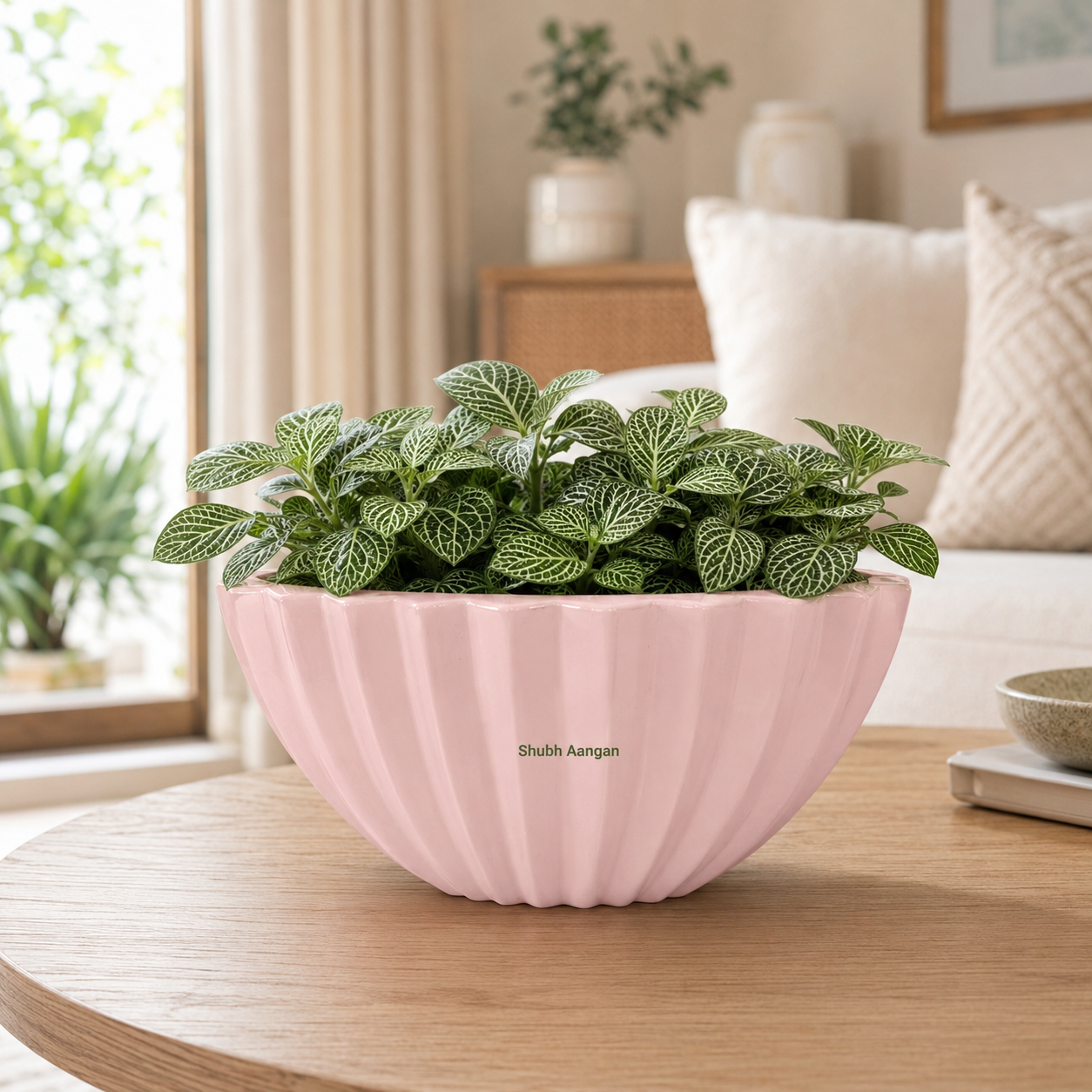 blush pleat bowl frp planter 3 blush pleat bowl frp planter 3
