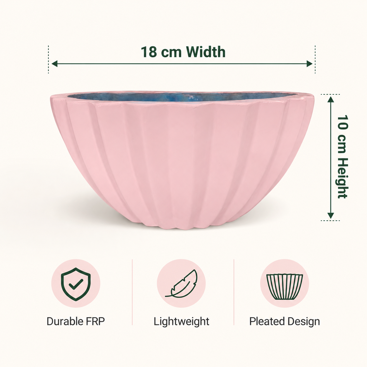 blush pleat bowl frp planter 4 blush pleat bowl frp planter 4