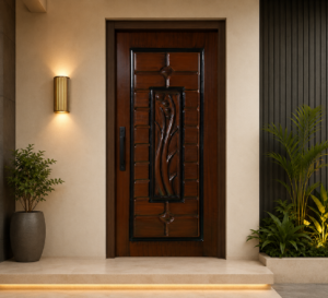 elegant leaf panel mahogany apc door