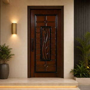 elegant leaf panel mahogany apc door