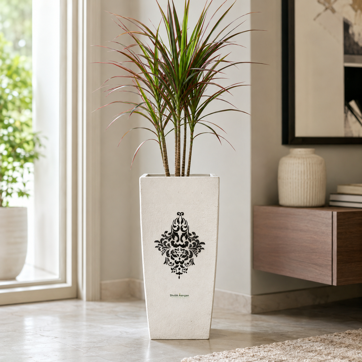 ivory damask tower planter 3 ivory damask tower planter 3