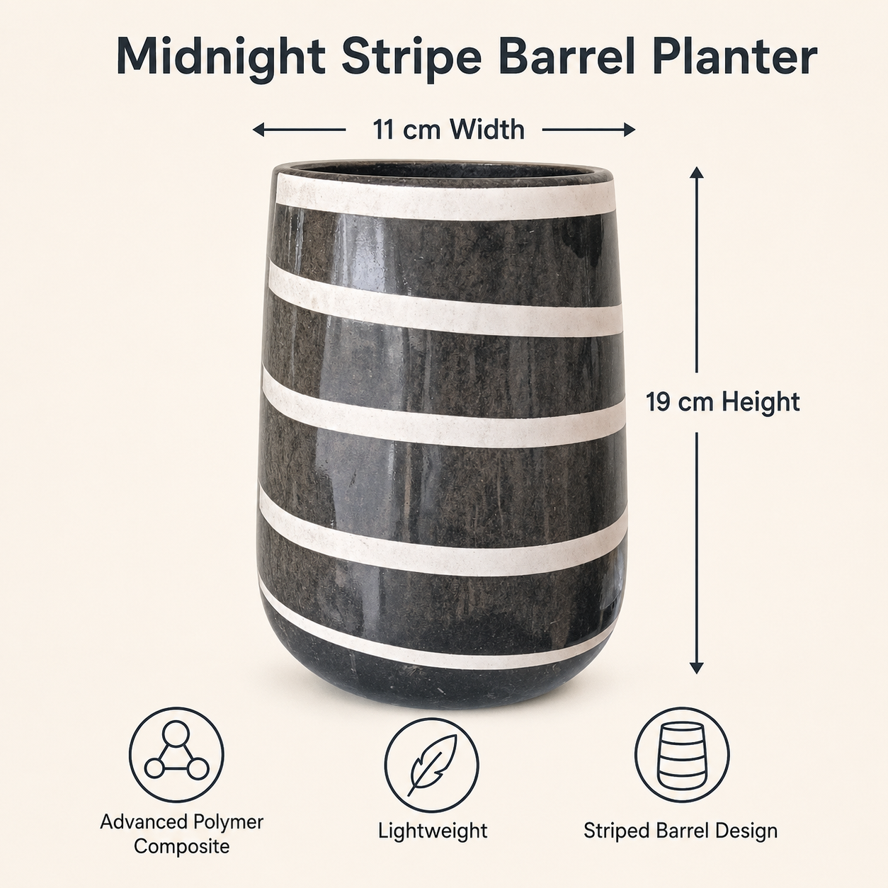 midnight stripe barrel planter 3 midnight stripe barrel planter 3