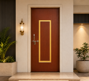 minimal gold line mahogany apc door