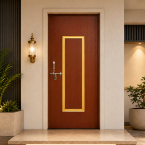minimal gold line mahogany apc door