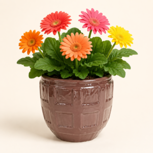 mocha grid barrel planter 2