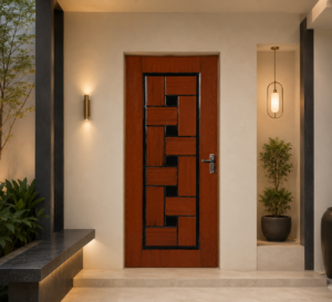 modern interlock mahogany & black apc door