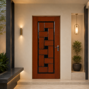 modern interlock mahogany & black apc door