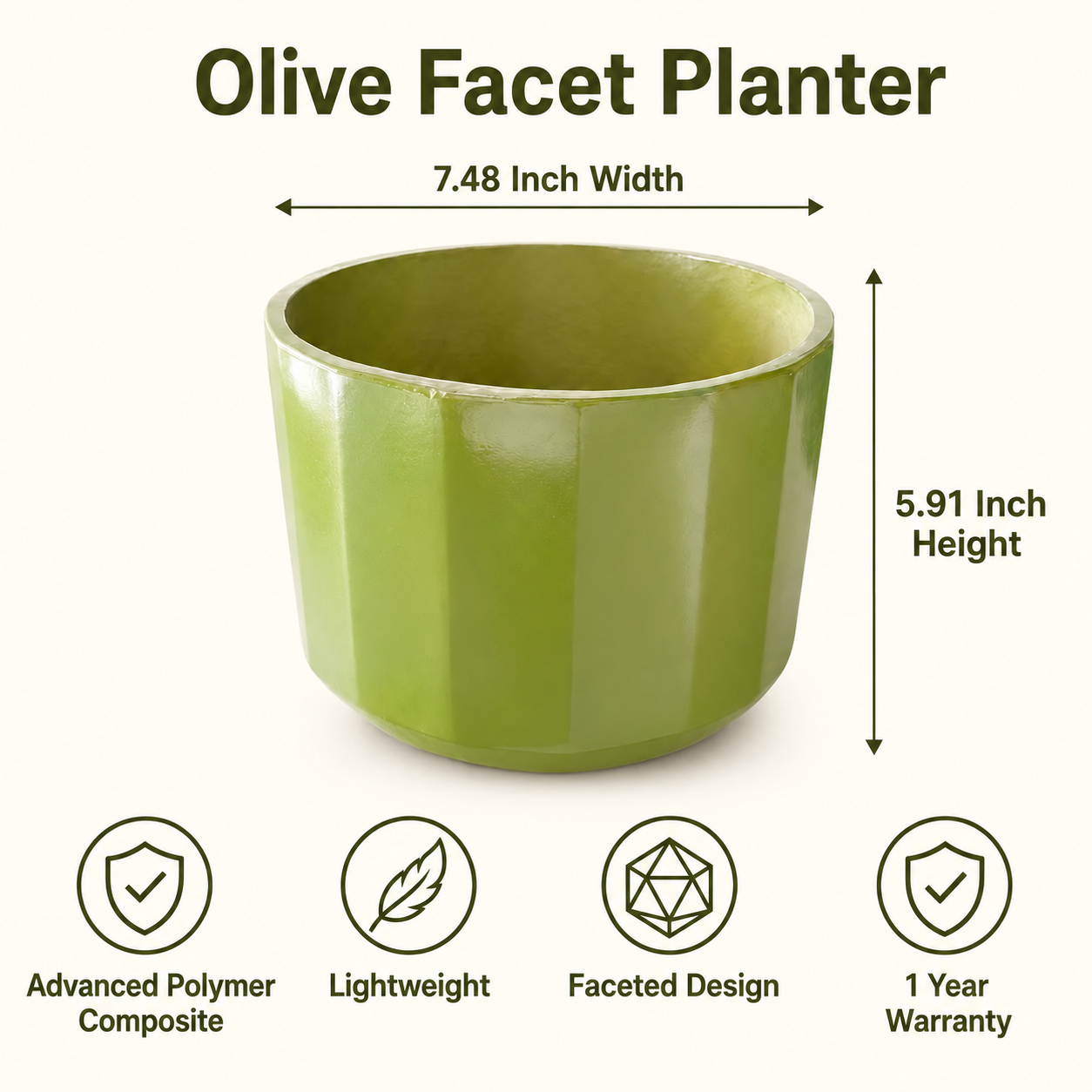 olive facet planter 04 olive facet planter 04