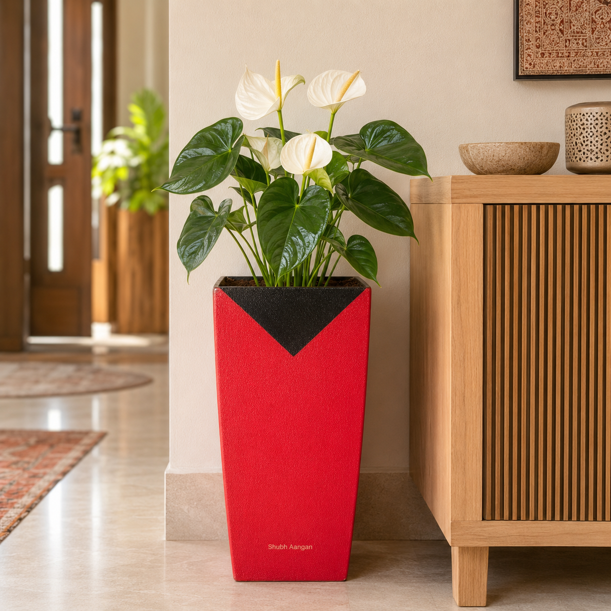 red and black edge tapered planter 4 red and black edge tapered planter 4