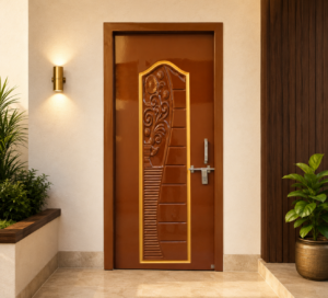 royal floral arch brown & gold apc door