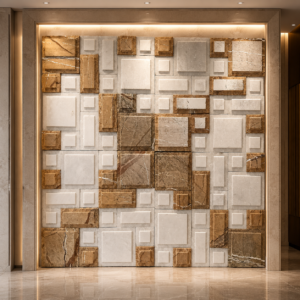 ivory bronze geometric mosaic