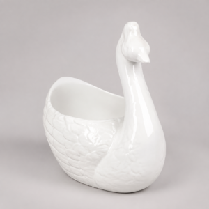 ivory swan sculpted frp planter.
