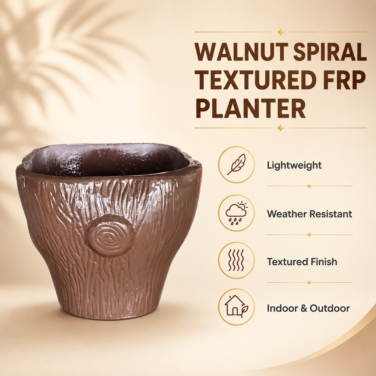 walnut spiral textured frp planter details walnut spiral textured frp planter details