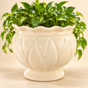 Home ivory lotus pedestal planter 02 with plant