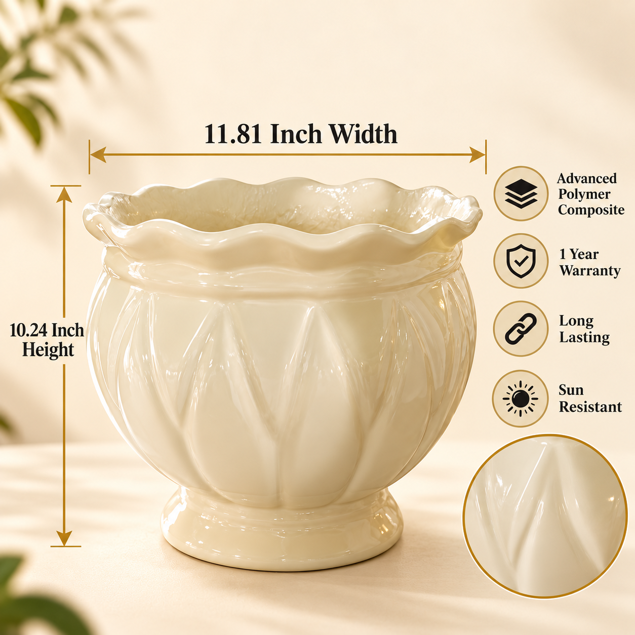 ivory lotus pedestal planter 04 details ivory lotus pedestal planter 04 details